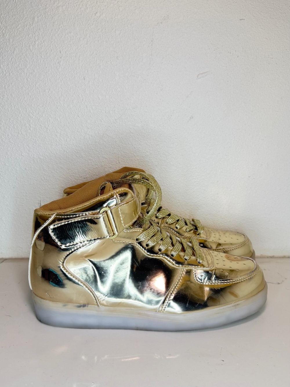 Metallic Gold High-Top Sneakers